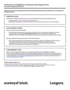 Confirmation of Eligibility to Graduate Letter