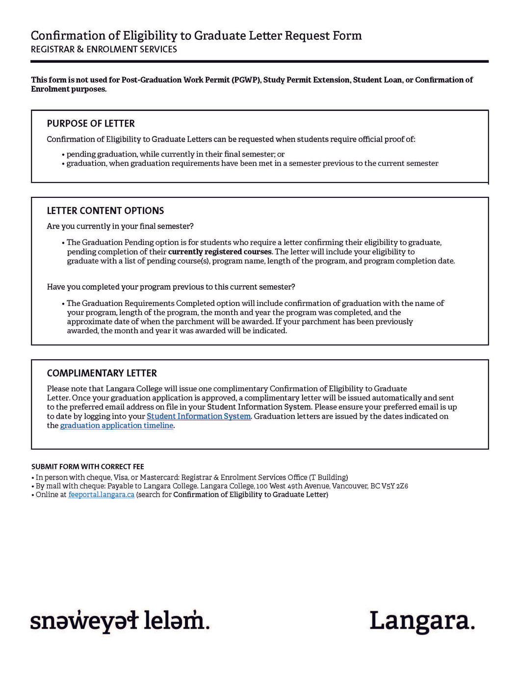 Confirmation of Eligibility to Graduate Letter