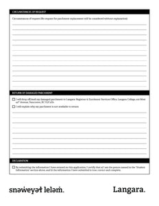 Parchment Replacement Request
