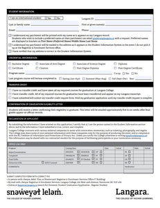 LATE Graduation Application - Regular Studies