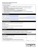 Theatre Arts Audition Fee - Regular Studies