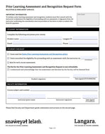 Prior Learning Assessment and Recognition Request Form